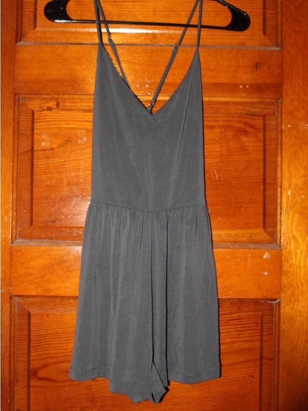 Forever 21 Charcoal Gray Spaghetti Strap V-Neck Romper